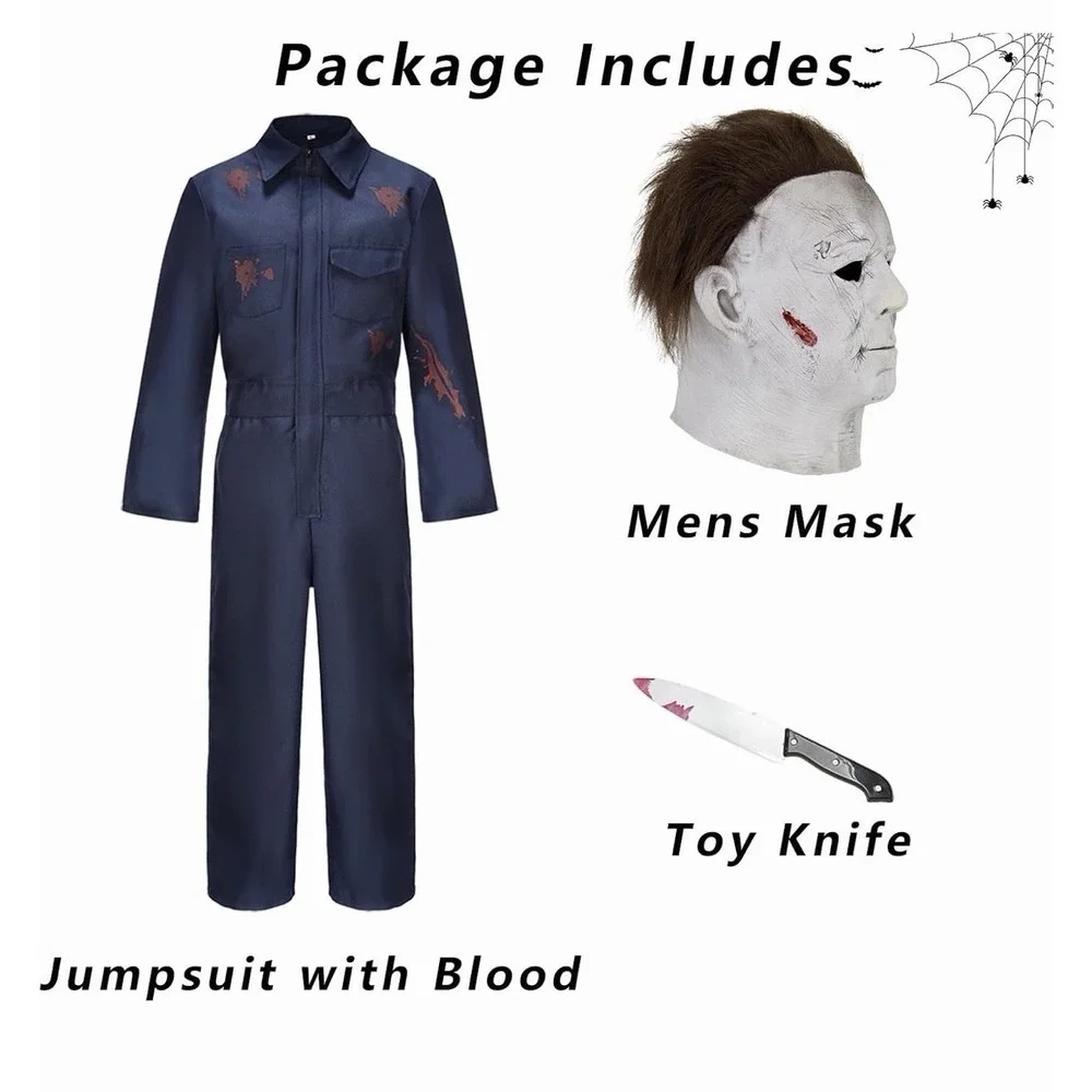XXL - Michael Myers Adults Killer Costume with Blood Mask Knife Scary Halloween
